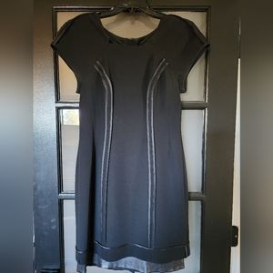 rag & bone black mini dress with leather trim size 2